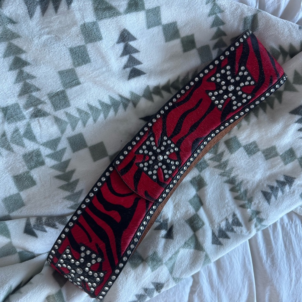 Western Horse hair and rhinestones belt